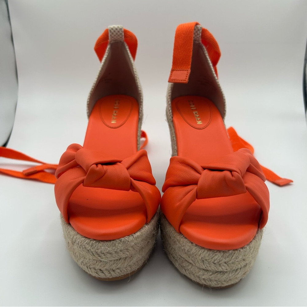 New Cole Haan Orange Cloudfoam Espadrille Wedge Sandals size 7 - Picture 2 of 13